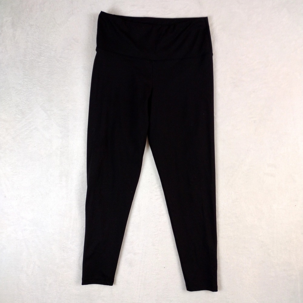 Felina C6355 Womens Black High Waisted Leggings Large LG Stretch Activewear